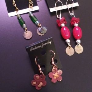 3 Beautiful Long Dangling Boho Style Earrings